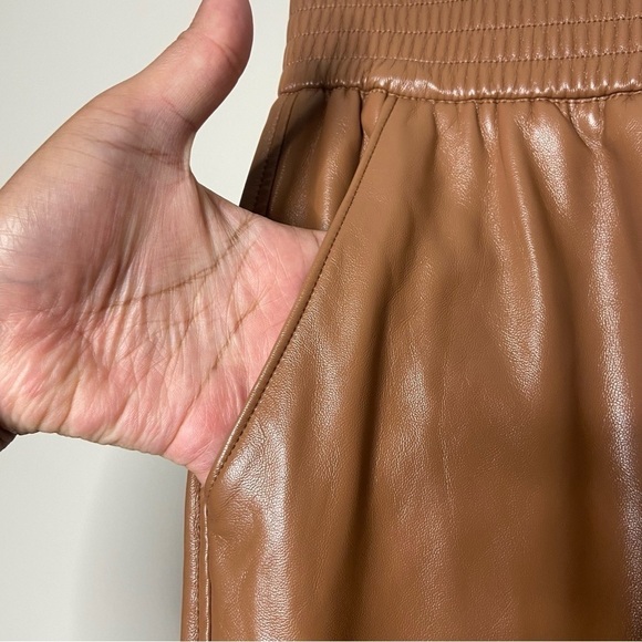 Joie Faux Leather Brown Straight Leg Pants Sz M - Picture 6 of 7